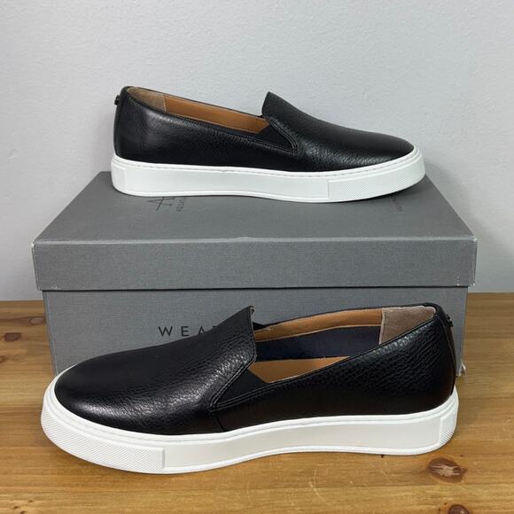 Aquatalia Onida Slip-on Sneaker in Black Leather Women's Size 8.5 - Picture 6 of 9